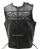 MEN'S SKULL LEATHER VEST WITH REFLECTIVE FEATURE W/2GUN POCKETS & SIDE LACES