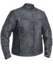 Men's Motorcycle riding Distressed Tombstone Grey Vented leather jacket with 2 Gun pockets inside