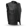 Mens Motorcycle Paisley Liner Collarless premium leather Son of anarcy Exterior Gunpocket Vest