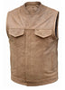 Men's Riding Son of anarcy tan saddle color leather vest with front zipper