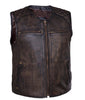 Men's Retro Brn Montana 6 Pocket Premium Leather Vest