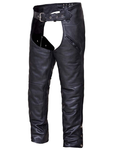 Unisex Motorcycle Cow Hide Thick Leather Chap with Slant Pocket Very Cheap price