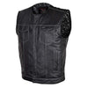Mens Motorcycle Paisley Liner Collarless premium leather Son of anarcy Exterior Gunpocket Vest