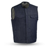 Mens Kershaw Style Unlined Raw Denim interior Concealed carry SOA vest