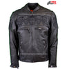 MEN'S MOTORCYCLE REFLECTIVE SKULL LEATHER JACKET W/GUN POCKETS