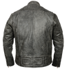 Mens Motorcycle Distressed Gray Scoter Riding Leather Jacket with Kidney padding back & Vents