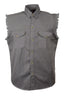 Men's Motorcycle Grey Cotton Half Sleeve Cut off shirt with fryed sleeves