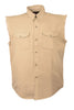 Men's Twill Baige color Cotton Half Sleeve Cut off shirt with fryed sleeves