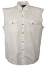 Men's Motorcycle White Cotton Half Sleeve Cut off shirt with fryed sleeves
