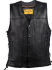 Men's Motorcycle Club vest Side lace leather vest with 2 Gun pockets inside.