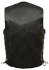 Men's Plain Snap button classic leather vest with four total pockets & Side Laces