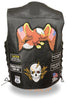 Men's Motorcycle Blk Side Lace Prepatched leather vest with 23 patches