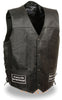 Men's Motorcycle Blk Side Lace Eagle & Flag prepatch leather vest 2 gun pockets