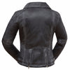 Women's Biker Distressed Seam Look Arcadia Blk Vented Zipper Leather Jacket Thick Leather