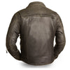 Men's Motorcycle updated biker old school leather jacket police style with belt