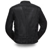 Mens Motorcycle Scoter blk Warrior vented leather jacket with intricate detailing
