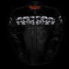 Men's Motorcycle High visibility reflective skull leather jacket thick leather