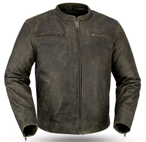 Mens Vintage Distressed Brown Classic Scoter Ultra premium Cow Hide Leather Drifter Style