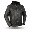 Men's Light weight Vendetta Blk Lamb Skin Leather Jacket with Removable Hoodie