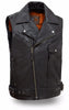 Men's Motorcycle Reckless updated utility leather vest with front pistol pete pocket 
