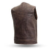 Mens Antiqe Retro Brown Texan Classic Plain Western Leather Vest with 2 Gun pockets
