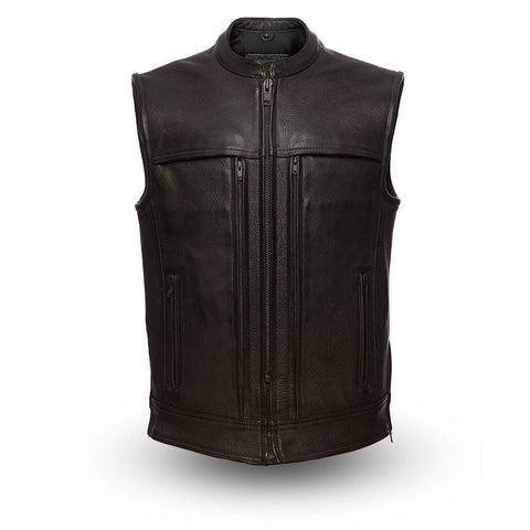 Men's Motorcycle updated rampage double front zipper son of anarcy leather style vest