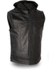 Men's Blk Son of Anarcy Patch holder Leather Vest Premium Soft Leather with Huddy