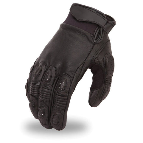 Men's Biker Motorcycle crossover race leather gloves with grip panels
