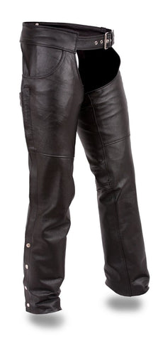 Men's Biker riding unisex Jean pocket style leather chap blk soft leather