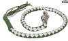 Motorcycle Braided Biker Old School leather get back whip White & Green 42"