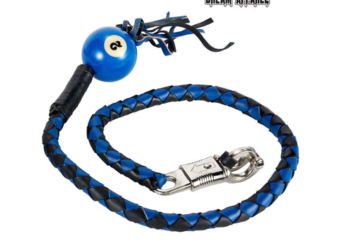Motorcycle 42" Long Old School Get Back whip Blk & Blue Color with 2 Blue Pool Ball