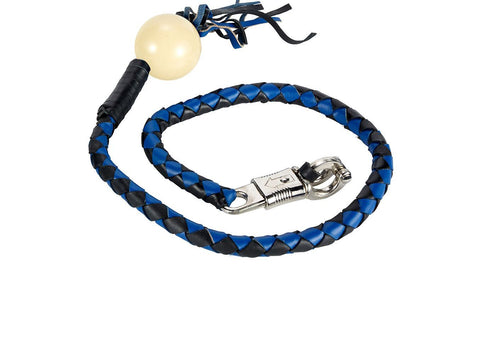 Motorcycle 42" Long Old School Get Back whip Blk & Blue Color with Pool Ball