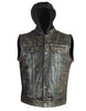 Men's Distressed Brn Son of Anarcy Patch holder Leather Vest Premium Soft Leather with Huddy