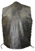 Men's Motorcycle biker distressed retro brn 10 pocket soft leather vest