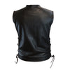 Mens Motorcycle Platinum Butter soft Thick leather seamless vest with High zipper and Laces