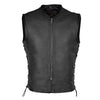 Mens Motorcycle Platinum Butter soft Thick leather seamless vest with High zipper and Laces