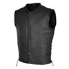 Mens Motorcycle Platinum Butter soft Thick leather seamless vest with High zipper and Laces