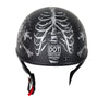 Motorcycle Riding Grey Flat DOT Approved with Grey Horned Skeletons
