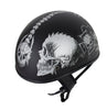 Motorcycle Riding Grey Flat DOT Approved with Grey Horned Skeletons