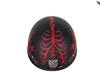 Motorcycle Riding Blk Flat DOT Approved with Red Horned Skeletons