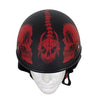 Motorcycle Riding Blk Flat DOT Approved with Red Horned Skeletons