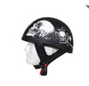 Motorcycle Riding Blk Flat DOT Approved with White Horned Skeletons