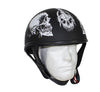 Motorcycle Riding Blk Flat DOT Approved with White Horned Skeletons