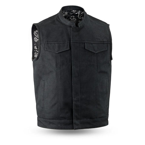 Men's Motorcycle Collar Raw Canvas Heavy Hitter Preacher Higland Vest