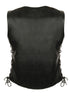 Motorcycle Classic Ladies Leather vest with Side laces and 2 Gun pockets