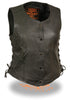 Motorcycle Classic Ladies Leather vest with Side laces and 2 Gun pockets