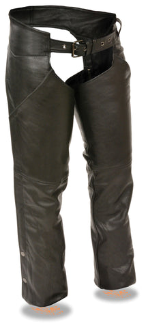 Motorcycle women's premium leather hip pocket chap with reflective piping