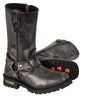 Men's Motorcycle riders Distressed Grey Pure Leather 11 inch Toe Boot