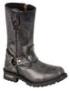 Men's Motorcycle riders Distressed Grey Pure Leather 11 inch Toe Boot