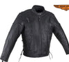 Men's Motorcycle scoter side lace leather jacket with kidney padding back